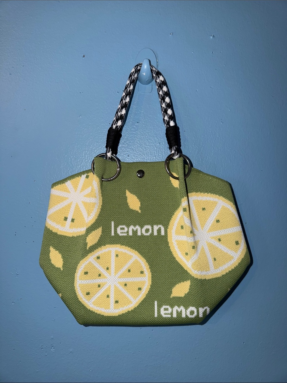 Lemon Print Mini Tote Bag in Green